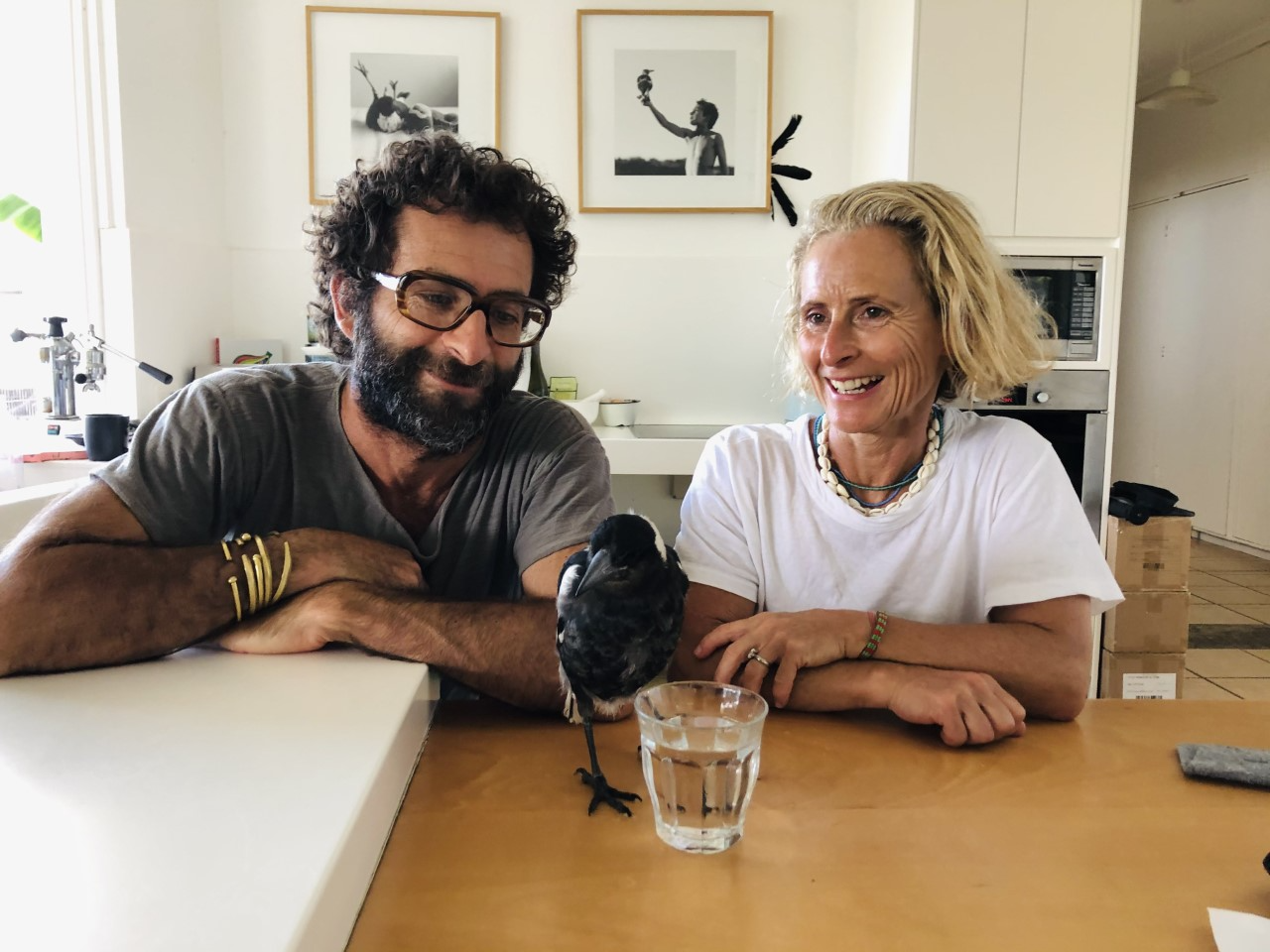 Cameron and Sam Bloom at home with magpie